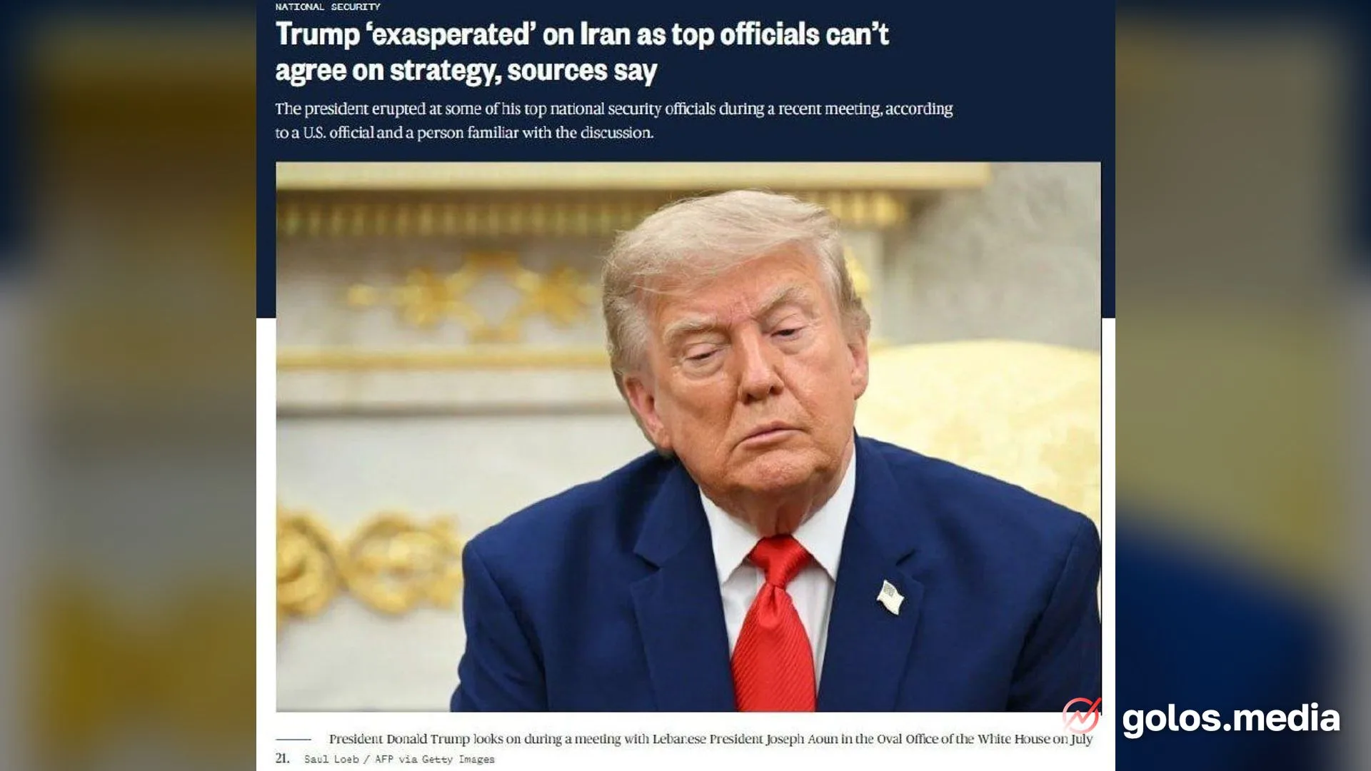 Trump Furious Over Disagreement on Iran Strategy Among Security Officials